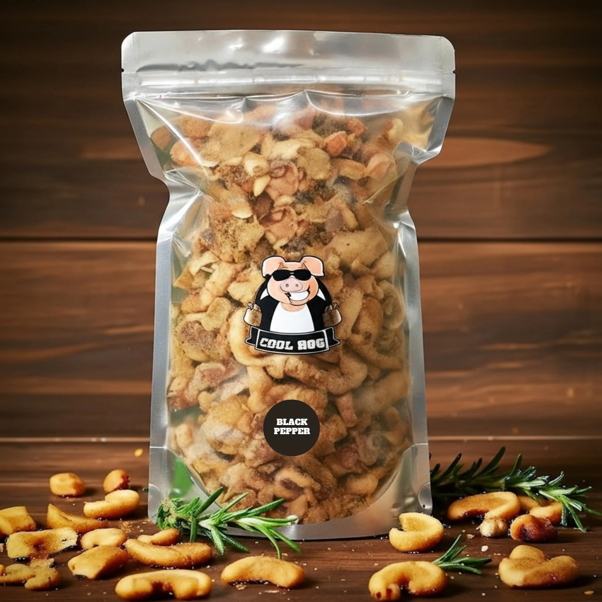 Salt & Cracked Black Pepper Flavour Traditional Pork Scratching 500g Resealable Bag