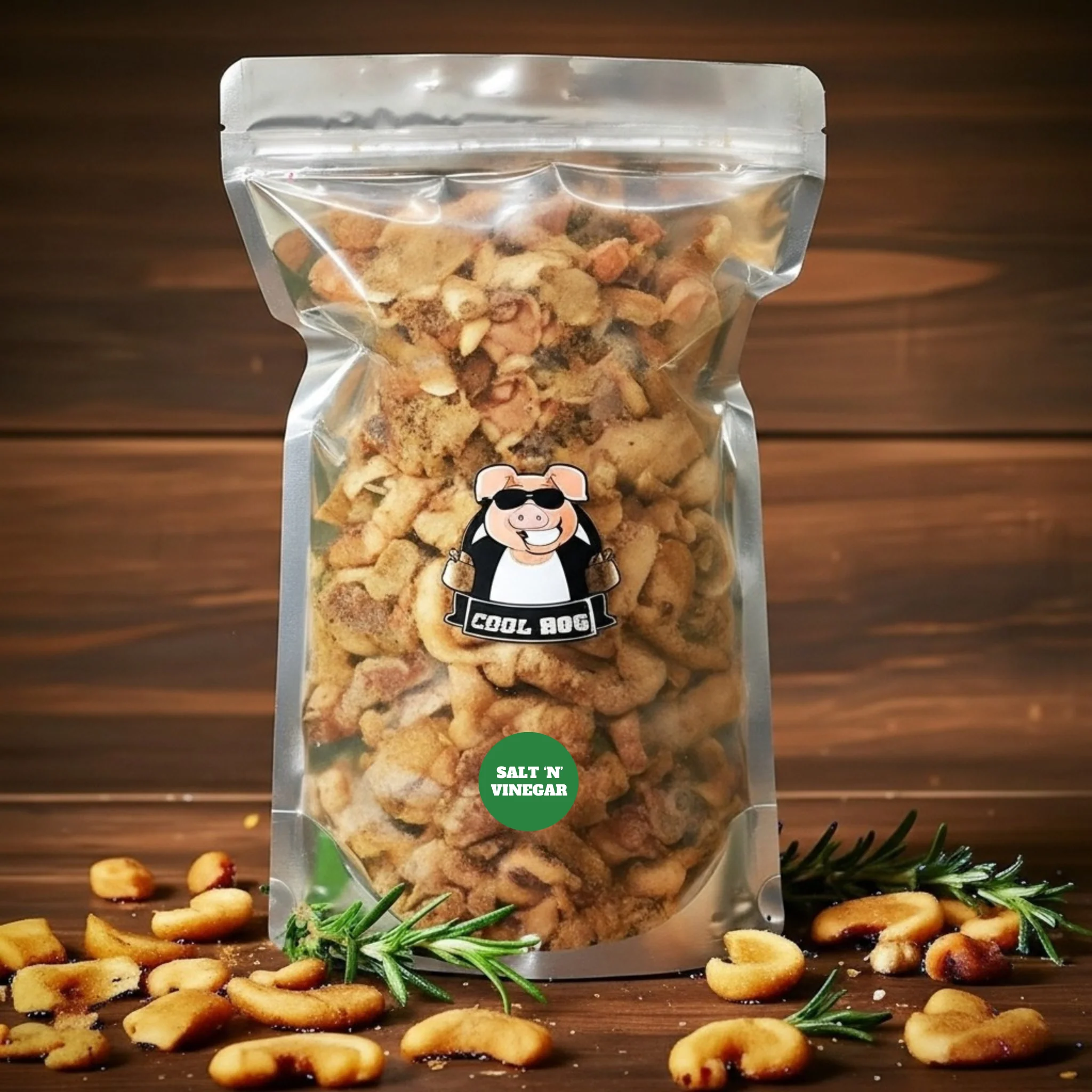 Salt & Vinegar Flavour Traditional Pork Scratching 500g Resealable Bag