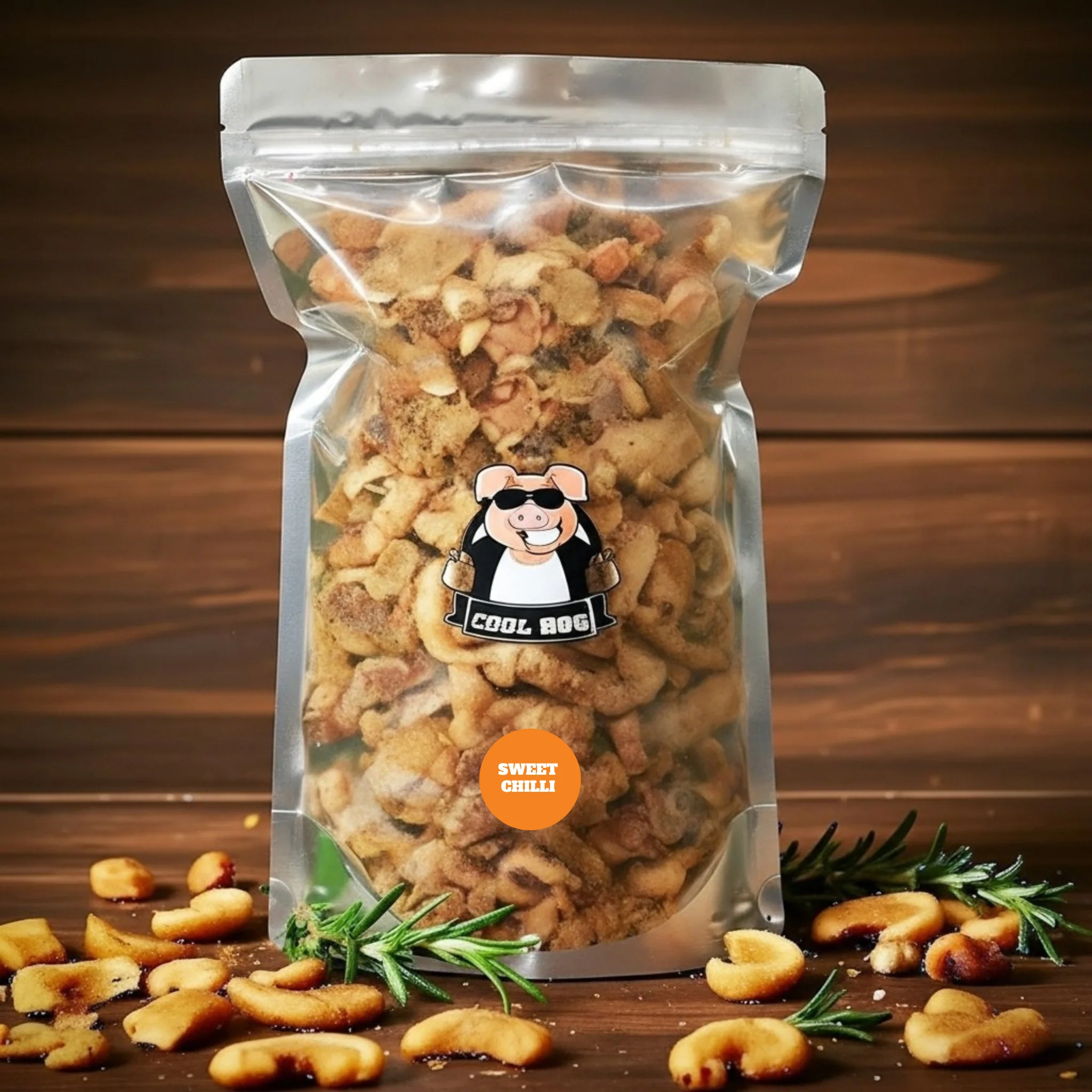 Sweet Chilli Flavour Traditional Pork Scratching 500g Resealable Bag